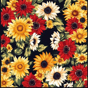多彩向日葵花卉图案背景