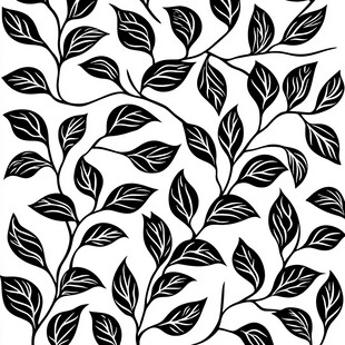黑白树叶图案无缝背景