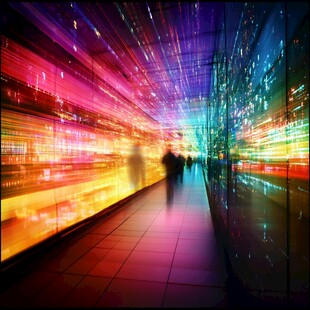 未来感都市光影漫步场景