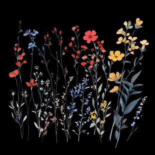 手绘多彩野花图案