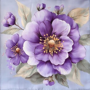 紫色花卉精美绘画图案