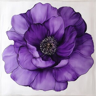 紫色银莲花绘画作品