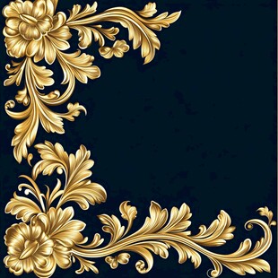 金色华丽花卉装饰角纹