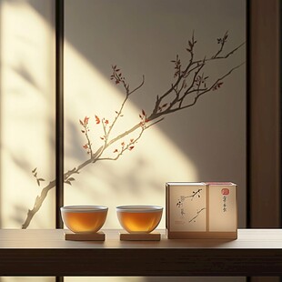 中式茶韵 杯盏与花枝之雅