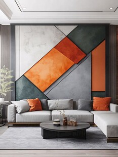 现代简约风客厅几何背景墙