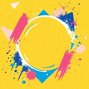 活力涂鸦风彩色圆形背景图