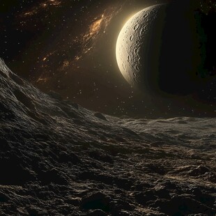 月球表面与宇宙星空景象