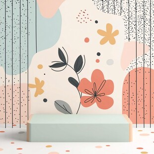 清新花卉背景的简约场景