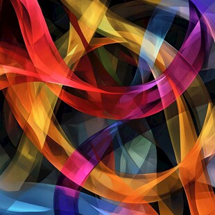 多彩炫光丝带抽象背景图