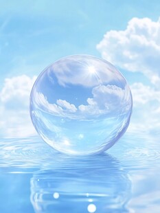 梦幻蓝水晶球映蓝天白云