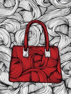 红色手提包的线条艺术世界