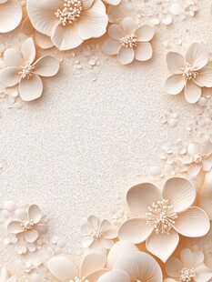米白色花朵边框装饰背景图