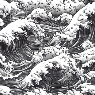 黑白海浪图案纹理设计