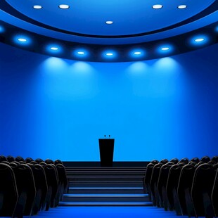 蓝色演讲厅舞台与观众席