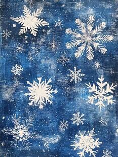 蓝色背景上的精美雪花图案