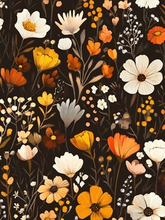 秋日花卉图案 自然之美