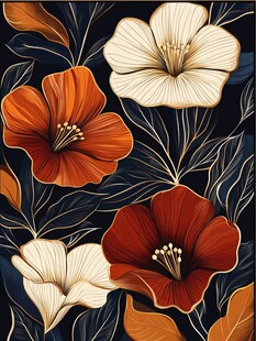 复古风花卉图案插画