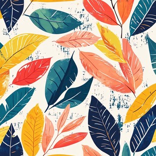 多彩叶子无缝图案背景