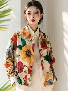 时尚印花外套穿搭示范