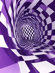 紫色方格隧道抽象艺术图景