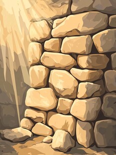 石砌墙的光影艺术画面