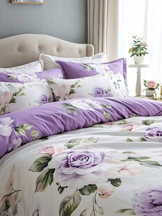 浪漫紫玫瑰花卉床上用品