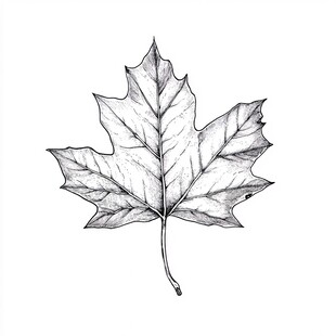 手绘枫叶素描图