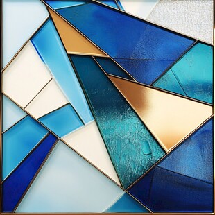 几何拼接彩色玻璃艺术图