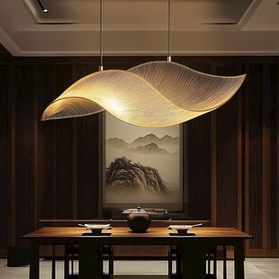 中式餐厅的创意波浪形吊灯