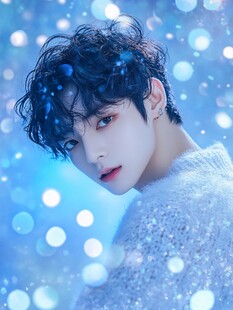 梦幻蓝调下的帅气少年