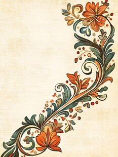 复古花卉装饰边角图案