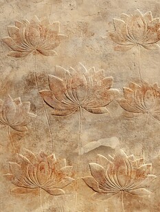 复古莲花浮雕墙面纹理