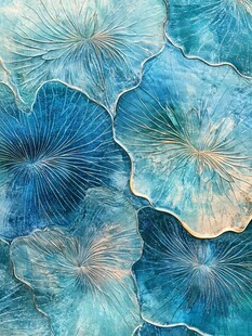 蓝调荷叶艺术纹理图案