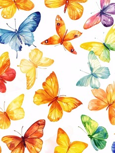 多彩水彩蝴蝶图案背景