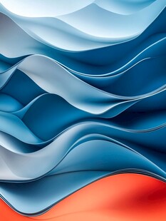 蓝橙渐变波浪抽象背景图