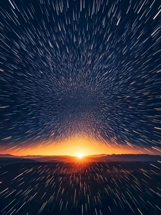 星轨下的壮丽日出景象