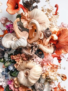 多彩蘑菇艺术组合展示