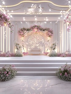 梦幻粉色系婚礼舞台场景