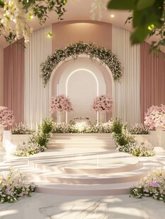 梦幻粉色系婚礼仪式场地