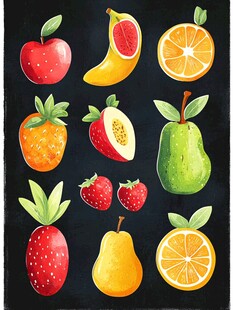 多彩水果插画集合