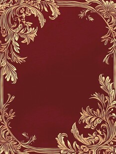 酒红色背景金色花纹装饰框