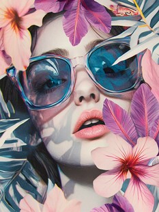 戴墨镜的花漾时尚女性
