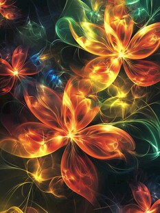 梦幻炫彩发光花朵背景图
