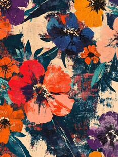 复古风多彩花卉图案设计