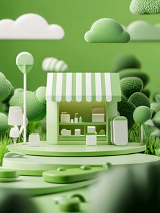 绿色清新风的迷你便利店