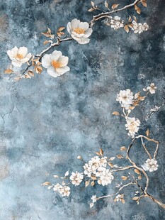 水墨风玉兰花枝背景图