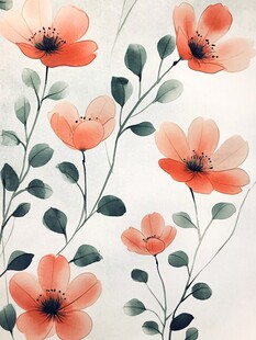 水彩绘就的艳丽花卉图案