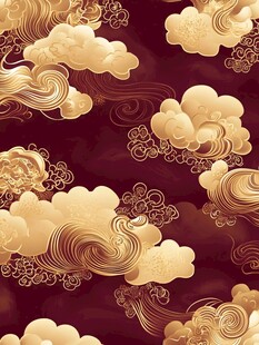 古典金云纹中式图案背景