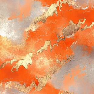 橙金交织抽象纹理艺术图