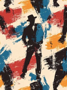 复古风格男士剪影艺术画